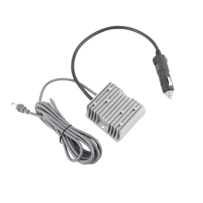 BackupMyFilesNow® Starlink Gen3 Mini 12V-24V to 57V 4.5A DC power converter with waterproof aluminum shell and 5.5x2.1mm male plug.