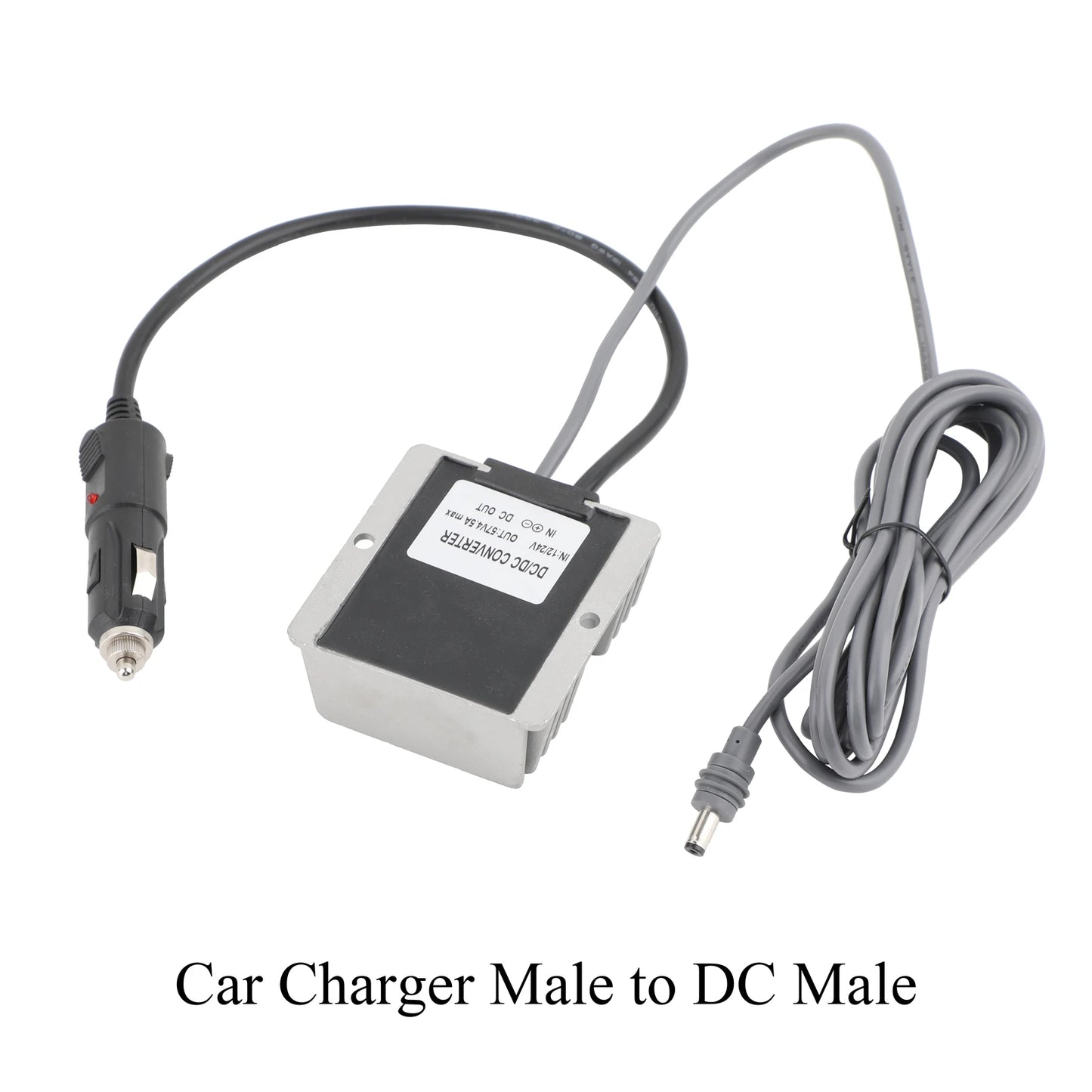 BackupMyFilesNow® Starlink Gen3 Mini 12V-24V to 57V 4.5A DC power converter with waterproof aluminum alloy shell and DC male plug.