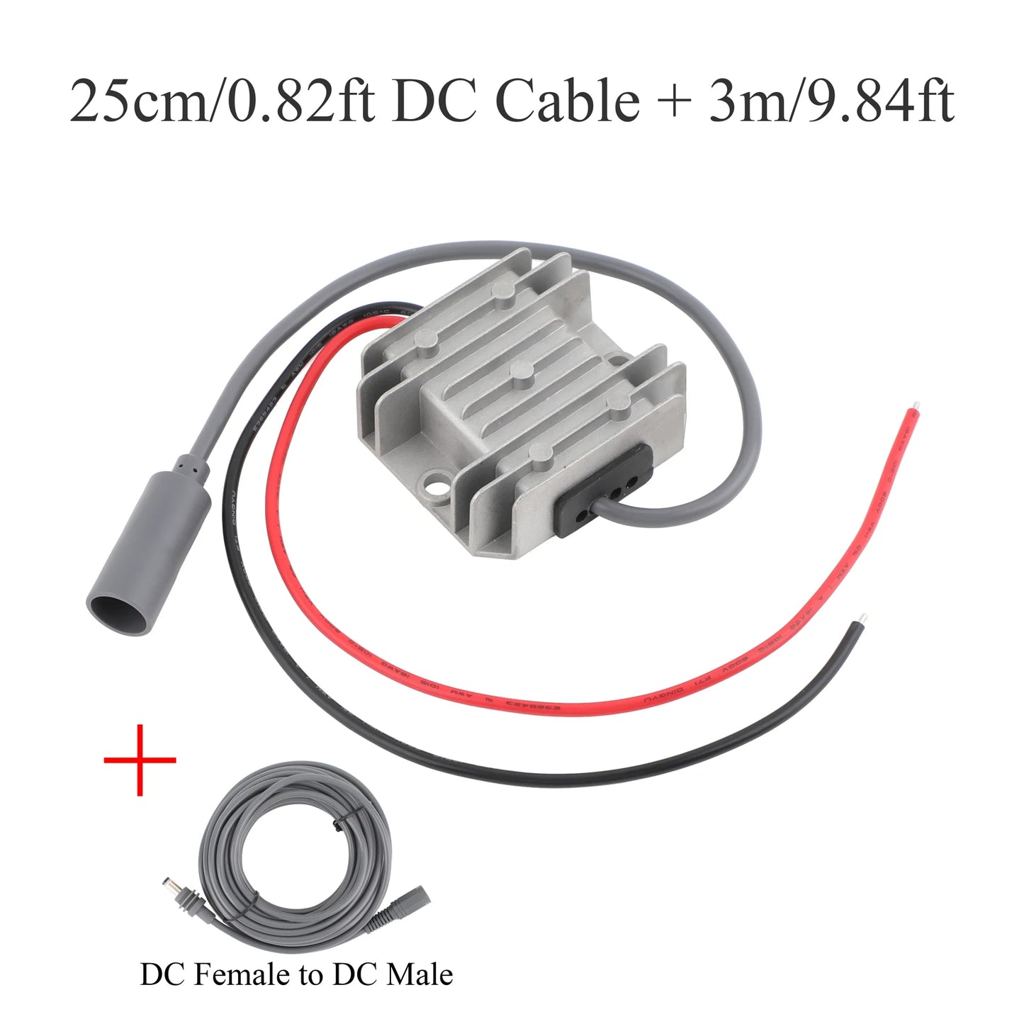 Starlink MINI 12/24V to 30V 3.5A DC power boost converter with female plug and 3-20m extension cable, compatible with Starlink systems.