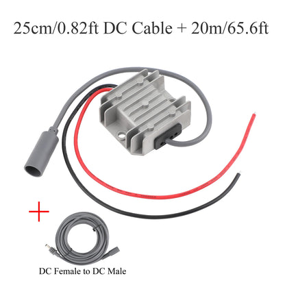 BackupMyFilesNow Starlink MINI DC power boost converter with female plug and 3-20m male-to-female extension cable, 12V-24V to 30V.