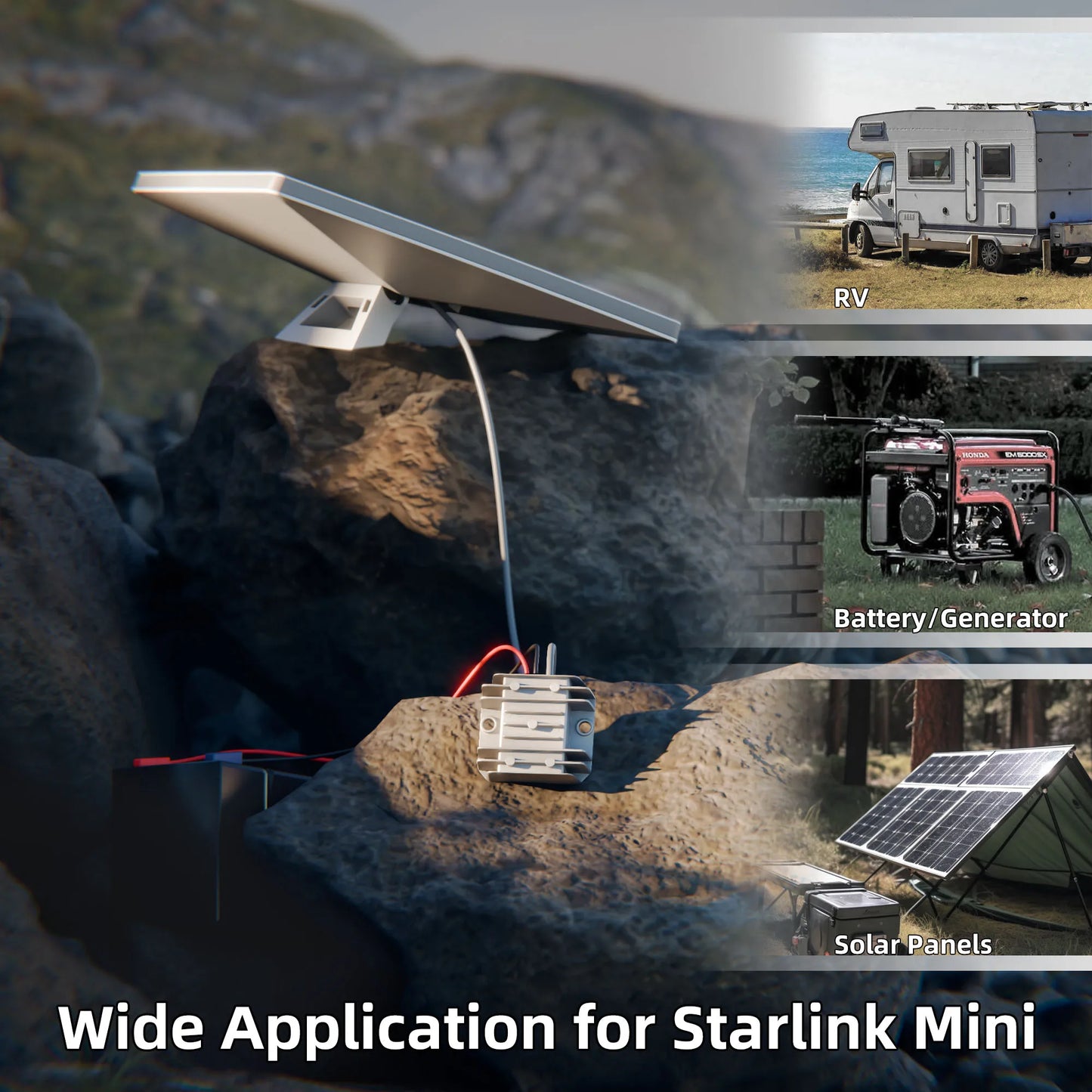 Starlink Mini 12V DC power supply step-up kit with DC plug, converts to 30V 3.5A for enhanced connectivity and power compatibility.