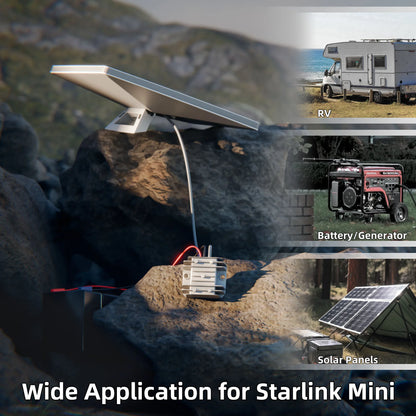 Starlink Mini 12V DC power supply step-up kit with DC plug, converts to 30V 3.5A for enhanced connectivity and power compatibility.