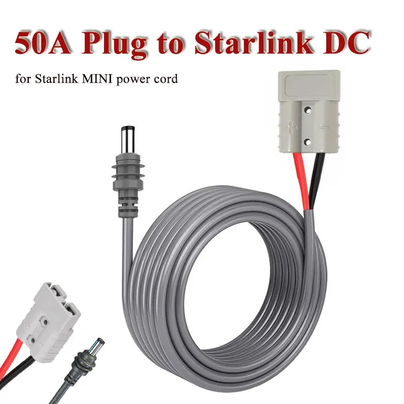 50A plug to Starlink DC connecting cord for Starlink Mini, waterproof, 3-meter extension wire with DC5521 connector.