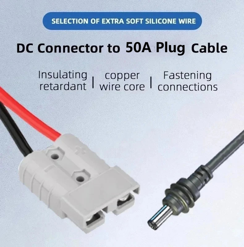 50A plug to Starlink DC connecting cord by BACKUPMYFILESNOW.COM, 3-meter waterproof extension cable with DC5521 connector.
