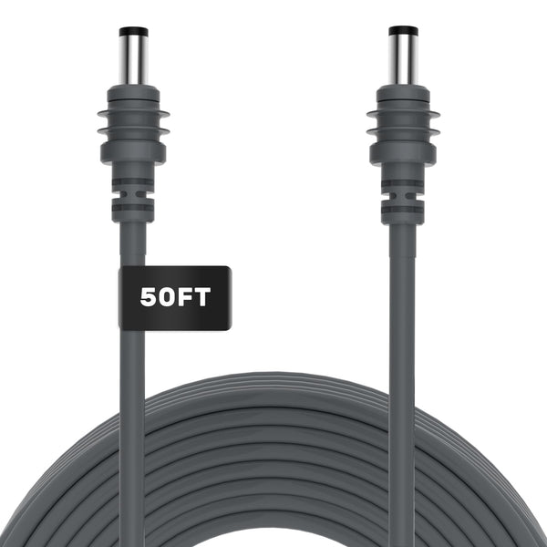 Grey Zinweyton DC power cable for Starlink Mini, 50ft waterproof replacement DC to DC cable, compatible with Starlink Mini.