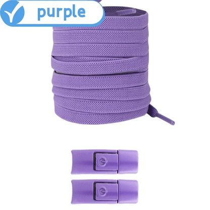 Elastic locking shoelaces for kids and adults, flat no-tie design, 8mm widened for running shoes and sneakers, by BackupMyFilesNow.com