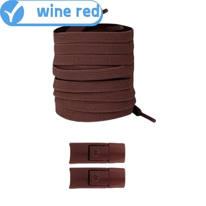 Elastic locking shoelaces for kids and adults, flat no-tie design, 8mm widened, suitable for running shoes and sneakers.