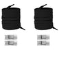 Elastic locking shoelaces for kids and adults, flat no-tie design, suitable for running shoes and sneakers, 8mm widened for comfort.