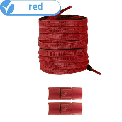 Elastic locking shoelaces for kids and adults, flat no-tie design, suitable for running shoes and sneakers, 8mm widened.