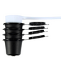 Set of four reusable coffee capsules with a coffee spoon, durable stainless steel, ideal for eco-friendly coffee brewing.