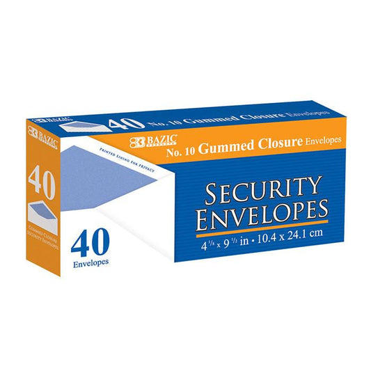 Security envelope with gummed closure from BackupMyFilesNow.com, 10 size, 40-pack for secure mailing and storage.