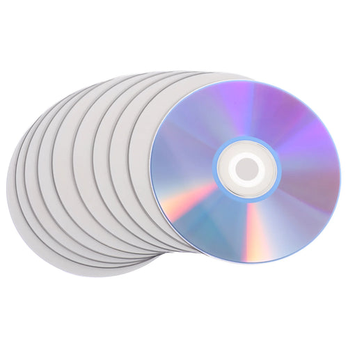 10-pack blank DVD discs from BackupMyFilesNow.com, writable DVD-R and CD-RW discs for video storage, photo backup, and data burning.