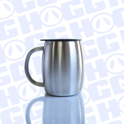 14oz coffee mug with "BackupMyFilesNow.com" logo, white ceramic mug for office or home use.