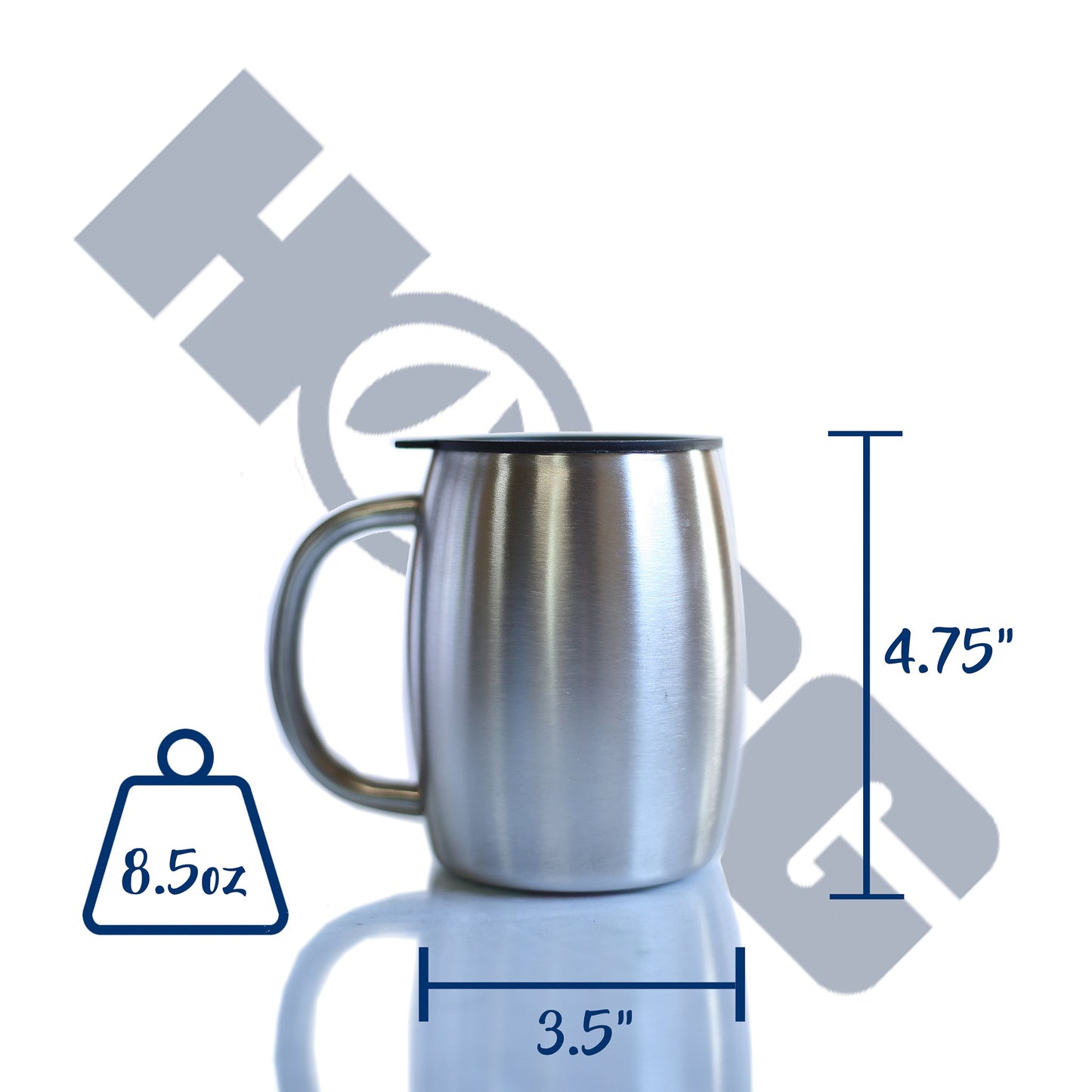 14oz ceramic coffee mug with "BackupMyFilesNow.com" branding, white with black handle and interior, suitable for hot beverages.
