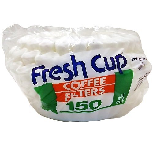 150-pack of BACKUPMYFILESNOW.COM® coffee filters in a bag, suitable for drip coffee makers.