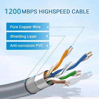 10m waterproof Ethernet extension cable with RJ45 connector for Starlink Gen 3, compatible with V3 1200Mbps internet accessories.