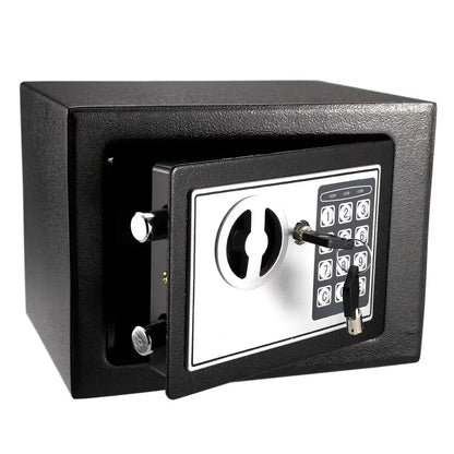 All-steel electronic digital keypad lock safe by BackupMyFilesNow.com, compact security box for home or office with password and key access
