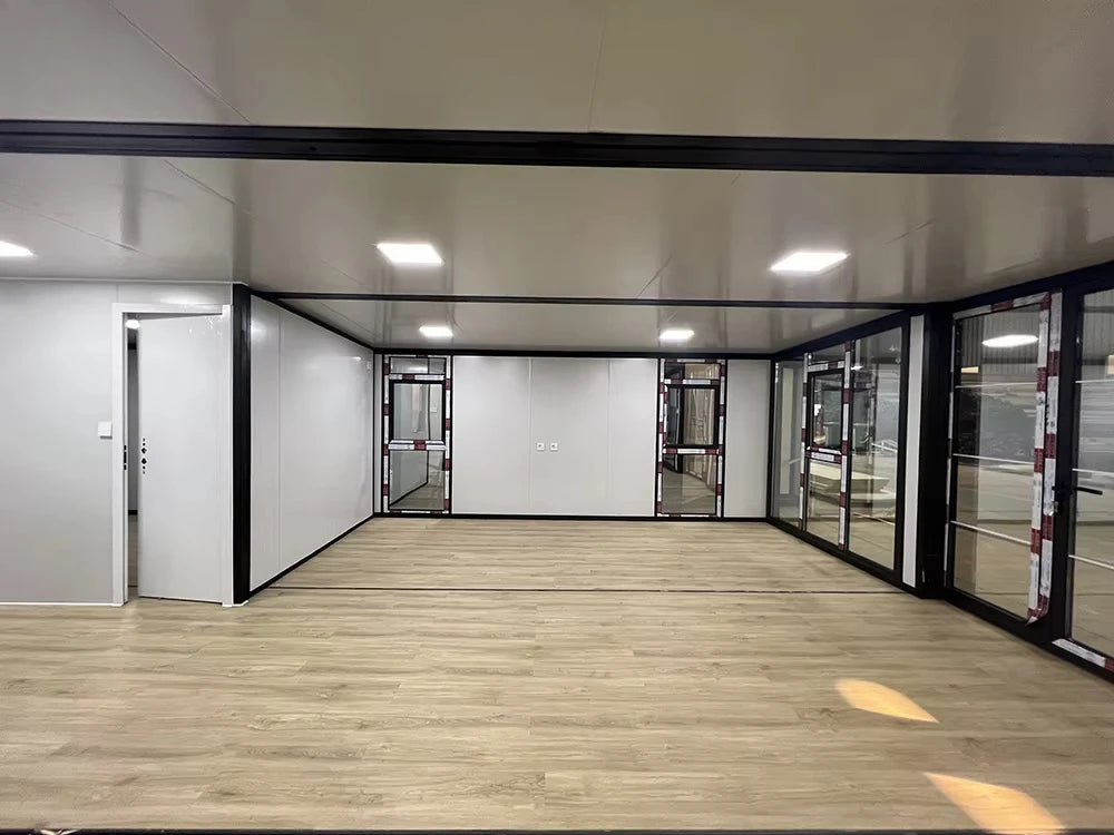Luxury 20ft and 40ft prefab modular container cabin with two bedrooms, modern expandable design for hotel and residential use.
