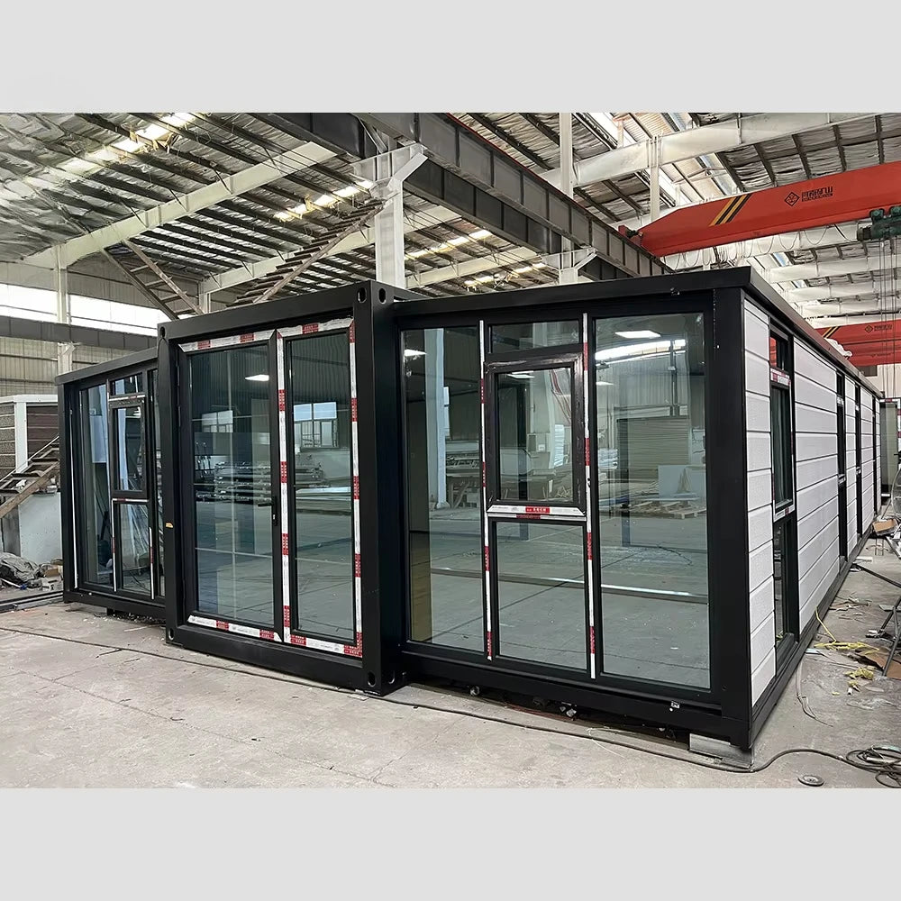 Luxury 20ft 40ft prefab modular cabin by BACKUPMYFILESNOW.COM® with 2 bedrooms, made from containers, modern expandable design.