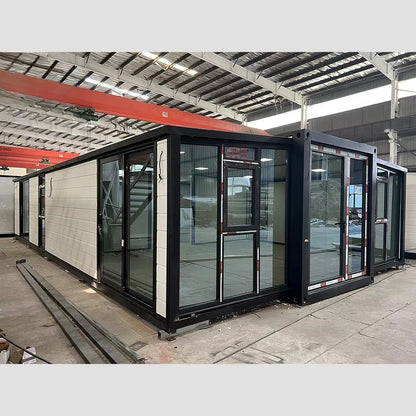 Luxury 20ft and 40ft prefab modular container cabin with 2 bedrooms, modern expandable design for hotel or residential use.