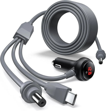 3-in-1 Starlink Mini Cable by BACKUPMYFILESNOW.COM, high-speed USB-C, car charger, DC to DC power cable accessory.
