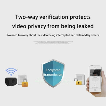 Mini 4K HD WiFi security camera for home indoor surveillance, with remote app monitoring and portable compact design.