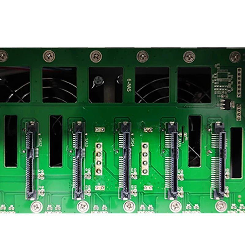 6-bay HDD SATA backplane for NAS case, compatible with 6GB SATA drives, designed for efficient data storage and management.