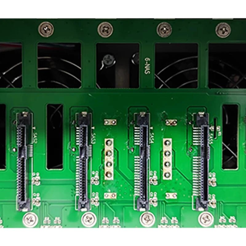6-bay HDD SATA backplane for NAS case, compatible with 6GB drives, designed for easy access and secure installation.