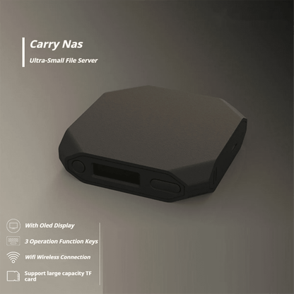 AS62 Portable NAS printer server with wireless TF card reader and LAN sharing, US plug for phone backup and data transfer.