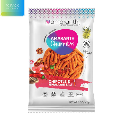 BackupMyFilesNow® Chipotle and Himalayan Salt Churritos 10-pack, 5oz each, crispy snack with smoky chipotle flavor and Himalayan salt