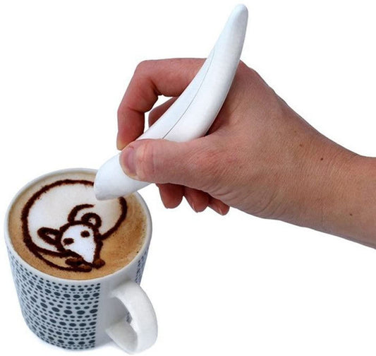 Coffee Art and Spice Pen for Coffee Cake by BACKUPMYFILESNOW.COM®, shown with detailed tip and vibrant coffee art design.