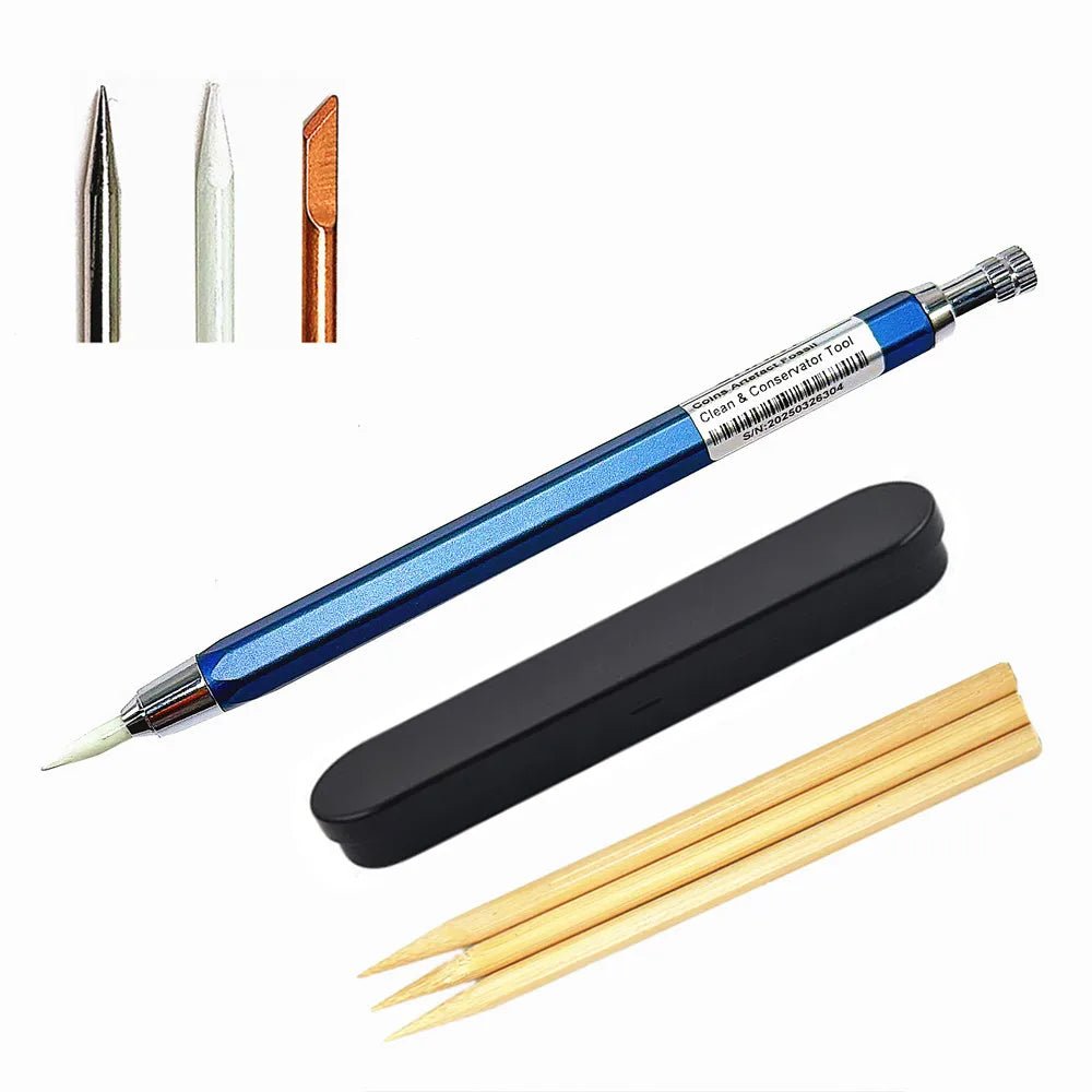 Coin cleaning composite pencil set from BACKUPMYFILESNOW.COM® with multiple cleaning pencils for coin maintenance and care.