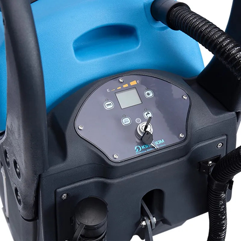 Compact industrial electric carpet cleaning machine by BACKUPMYFILESNOW.COM® for warehouse, office, or shop floor mopping.