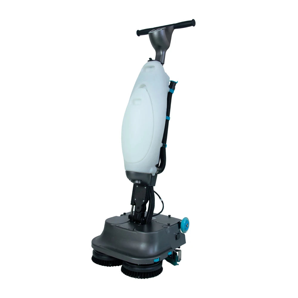 Compact tile and marble floor scrubber by BACKUPMYFILESNOW.COM®; small handheld cleaning machine for home, office, or hotel floors.