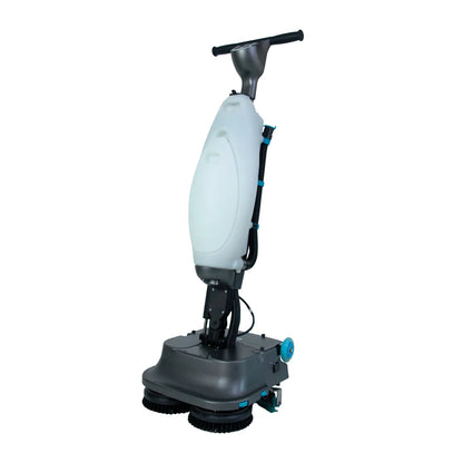Compact tile and marble floor scrubber by BACKUPMYFILESNOW.COM®; small handheld cleaning machine for home, office, or hotel floors.