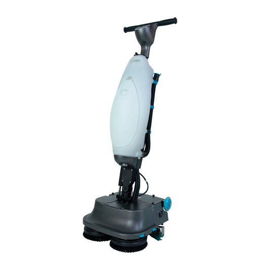 Compact tile and marble floor scrubber by BACKUPMYFILESNOW.COM®; small handheld cleaning machine for home, office, or hotel floors.