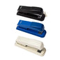 White, black, and blue Deli 0309 manual stapler with metal body, set of 96 for office, school, or home use.