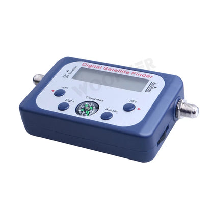 Digital satellite finder Satlink tester with LCD display, compass, and DVB-S2 TV tuners for accurate satellite signal reception.