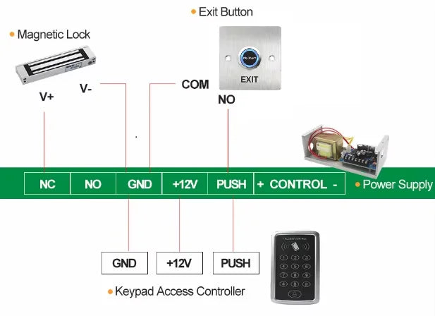 Infrared touchless exit button with metal case, 12V/24V, time delay, no-touch operation for secure access control.