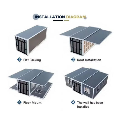 Modern portable expandable container house by BACKUPMYFILESNOW.COM®, 20/40ft prefab foldable house for versatile living or workspace.