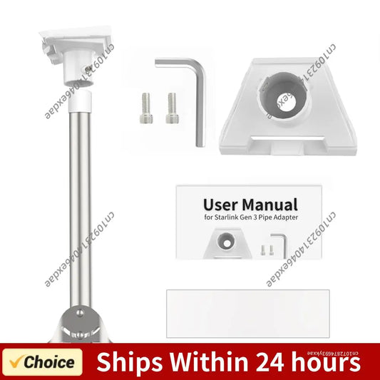 Starlink Gen 3 pipe adapter and satellite bracket for V3 standard dish mounting kit, compatible with Starlink satellite dish.