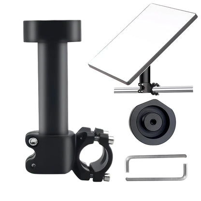 Starlink Mini Mount Kit for RV yacht camper with aluminum alloy pipe roof rack and pole clamp mount, shown installed on vehicle roof