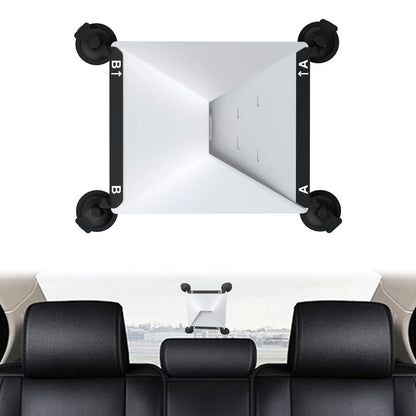 Starlink Mini suction cup mount by BACKUPMYFILESNOW.COM® attached to a car window for secure signal setup.