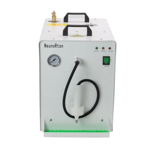 Fully automatic water inlet steam cleaner for dental lab and safety dental equipment, featuring a compact design and control panel.