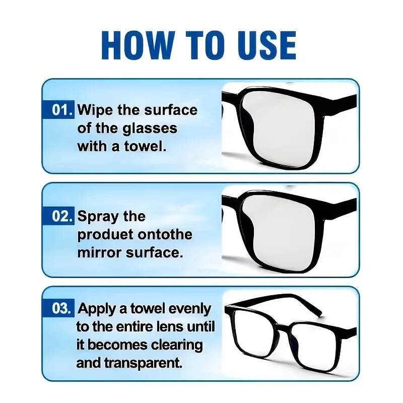 BackupMyFilesNow® glasses refurbish cleaner spray 55ml, anti-fog, lens stain and dust remover for eyewear, sunglasses, goggles, camera lenses