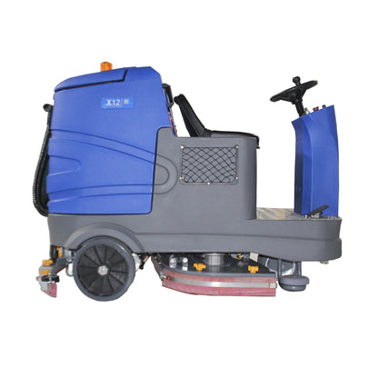 Heavy-duty industrial floor scrubber machine by BACKUPMYFILESNOW for warehouse and factory cleaning, electric ride-on design.