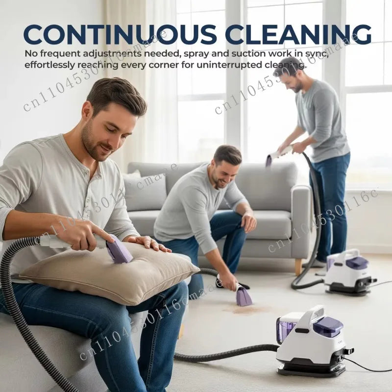 Portable BACKUPMYFILESNOW.COM® 650W carpet cleaner with 12KPa suction, fabric spot cleaning, and 3M power cord for home use.