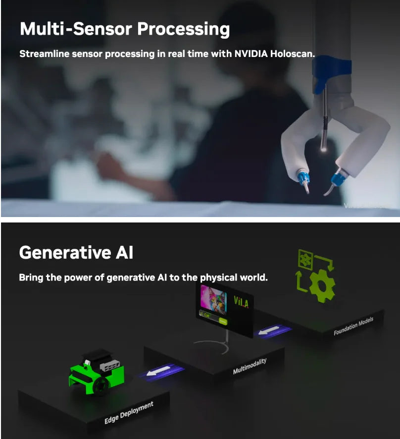 NVIDIA Jetson AGX Thor Developer Kit with Blackwell GPU, 128GB LPDDR5X memory, designed for physical AI and humanoid robotics.