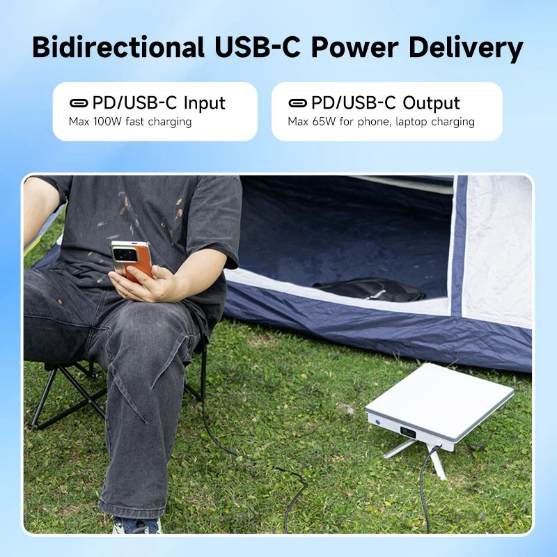 PeakDo LinkPower power bank compatible with Starlink Mini, 27500mAh portable charger with USB-C bidirectional power delivery.