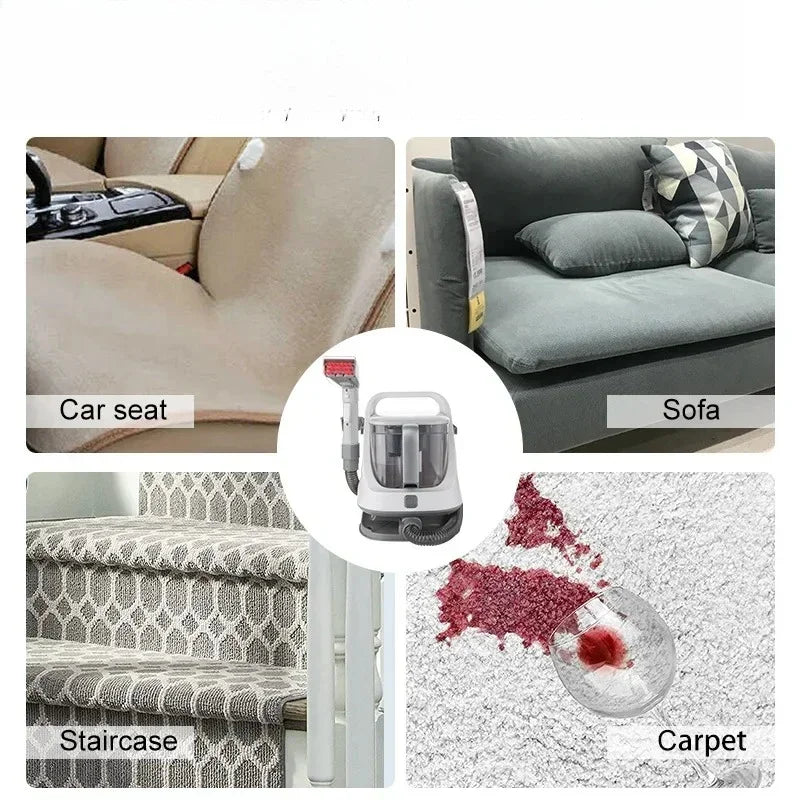 Portable BACKUPMYFILESNOW® carpet cleaner machine for wet and dry vacuuming, spot cleaning home fabrics, sofas, and curtains.